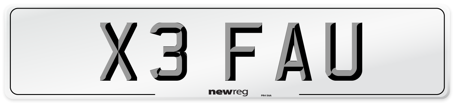X3 FAU Number Plate from New Reg